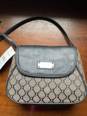 Nine West NWT Crossbody Bag Tan and Black Print Design